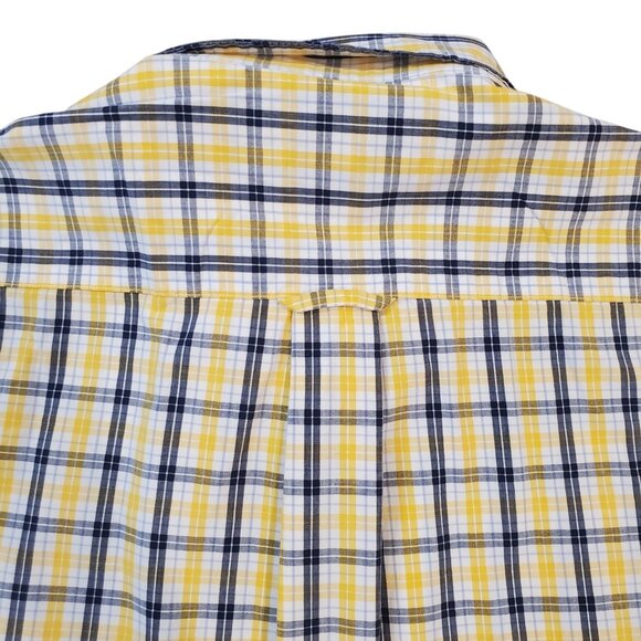 Woods & Gray Mens Button Up Blue Yellow Plaid Short Sleeve Shirt Size Medium - Picture 4 of 9